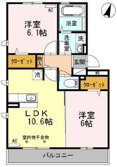 アドヴァンセルBB(2LDK/3階)の間取り写真