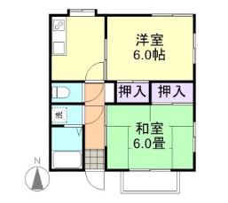 グローバル沖新町(2K/2階)の間取り写真