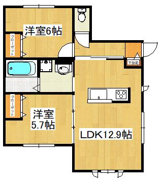 MA COULEUR マ クルール(2LDK/1階)の間取り写真