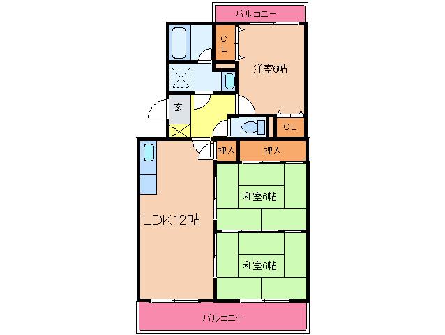 サンシャイン和白Ⅱ(3LDK/1階)の間取り写真