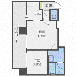 ビッグパレス北14条(1LDK/11階)の間取り写真