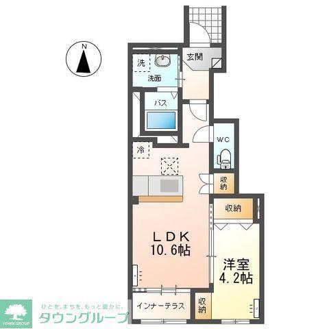 ヴァーチュアス I(1LDK/1階)の間取り写真