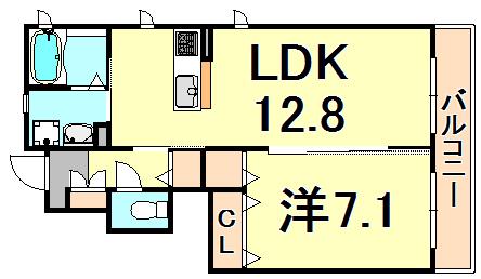 シャローム北口(1LDK/1階)の間取り写真