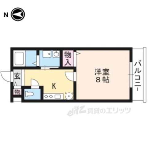 パーソナルサルーン西陣(1K/2階)の間取り写真