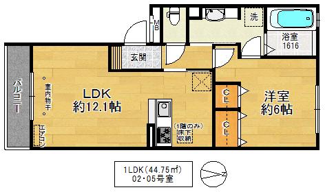コンフォールミタニ(1LDK/2階)の間取り写真