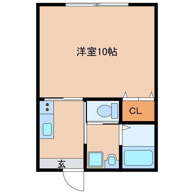 ビエナ下岡本(1K/1階)の間取り写真