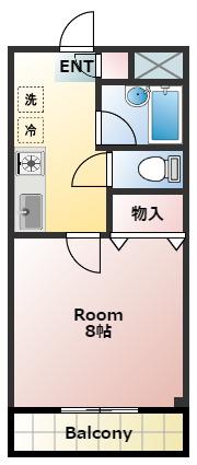 イーストヒルズ所沢(1K/4階)の間取り写真