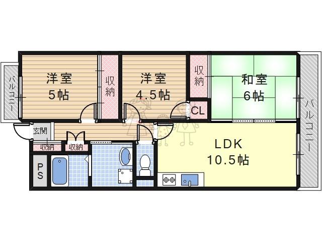 プロムナード住吉(3LDK/7階)の間取り写真