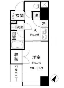 ウエストテラス汐留(1K/7階)の間取り写真