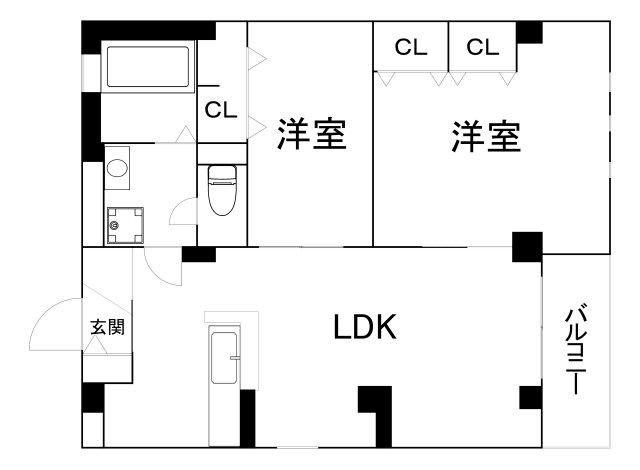 エムズ谷六(2LDK/2階)の間取り写真