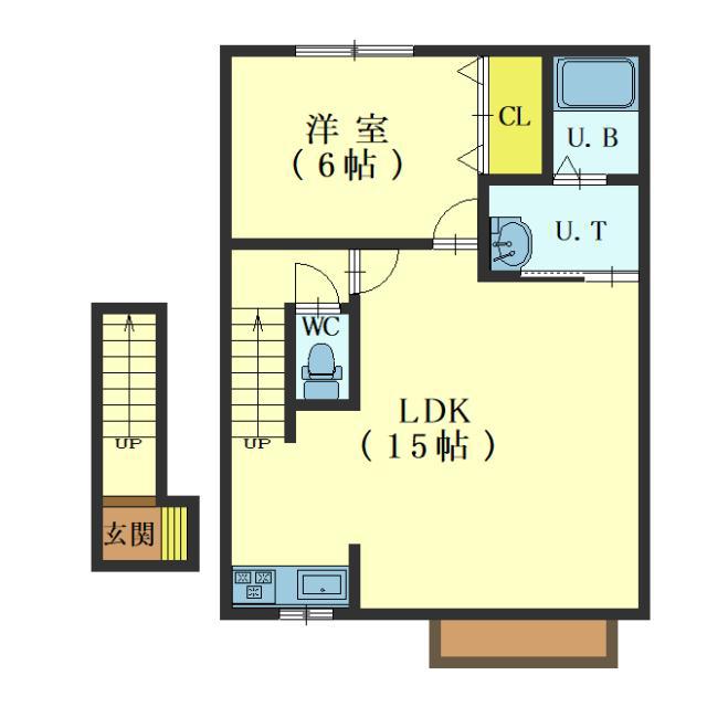 CS ONAWA(1LDK/2階)の間取り写真