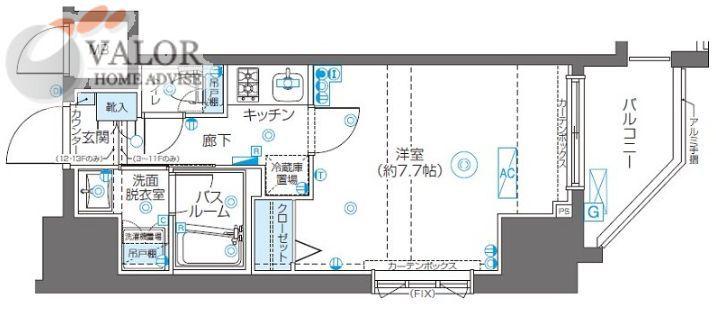 ZOOM川崎SECOND(1K/12階)の間取り写真