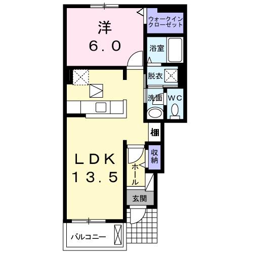 RIRIA VII V(1LDK/1階)の間取り写真