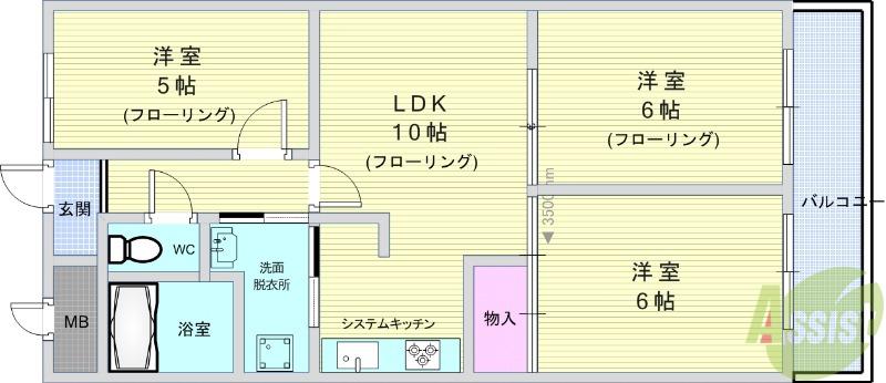 メゾン幸風(3DK/2階)の間取り写真