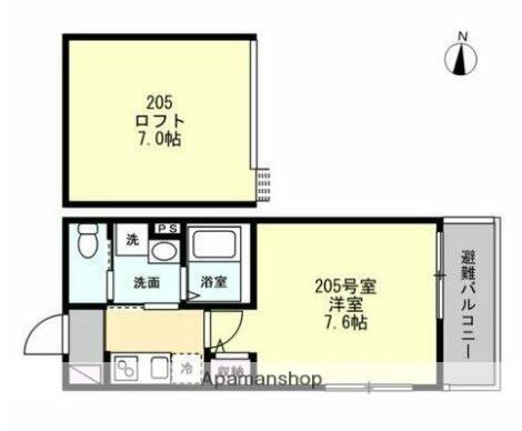 FLORACION中山(1K/2階)の間取り写真
