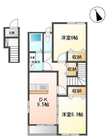 ティアモ(2DK/2階)の間取り写真