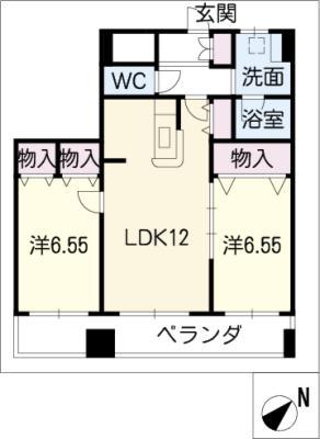 カミヤビル(2LDK/3階)の間取り写真