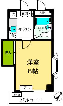 ジュネス金子(1K/2階)の間取り写真