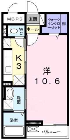 エスペランサ白鷺(1K/1階)の間取り写真