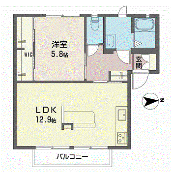 プレヴ・ナンス AB(1LDK/2階)の間取り写真