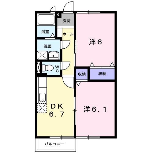 エトワール樋口A(2DK/2階)の間取り写真