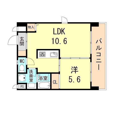 第3中西マンション(1LDK/3階)の間取り写真