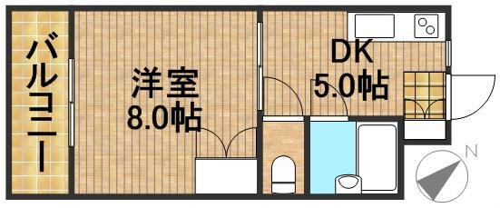アルバトロス高丘(1DK/2階)の間取り写真