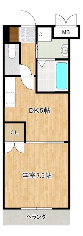 ヒルズKII(1DK/4階)の間取り写真