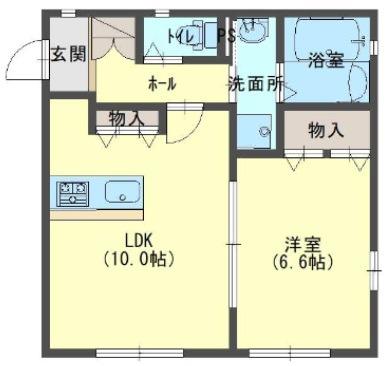 ラシーネフィーユ(1LDK/1階)の間取り写真