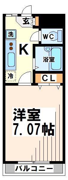 グリーンウッド国領(1K/2階)の間取り写真