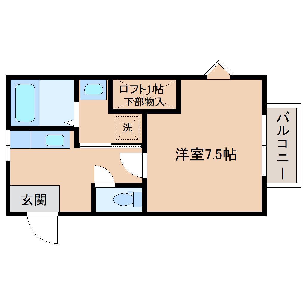 門前町アパート(1K/1階)の間取り写真