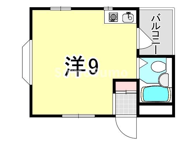 ホワイトヴィラ(ワンルーム/2階)の間取り写真