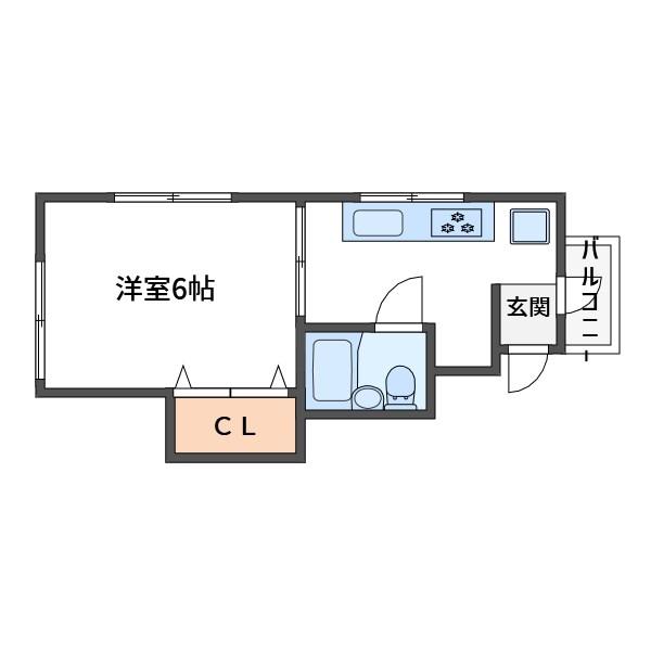 新町ハイム(1K/3階)の間取り写真