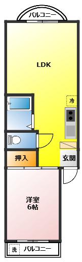 グランヴィル川越シティ(1LDK/1階)の間取り写真