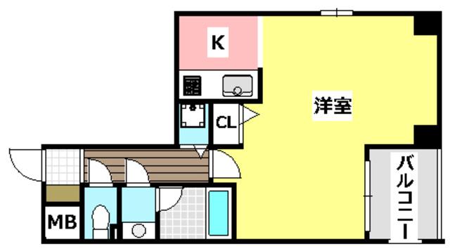 クレアール(1K/4階)の間取り写真