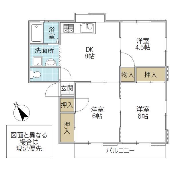 グローリー22(3DK/1階)の間取り写真