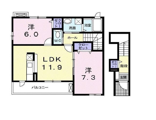 サンライズ ナカガワF(2LDK/2階)の間取り写真