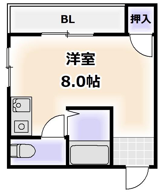オリエントハイツ(ワンルーム/2階)の間取り写真