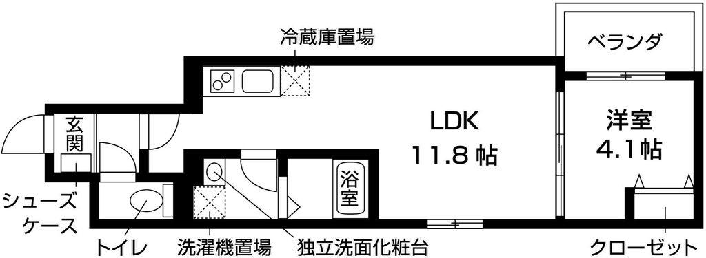 フォレ山科(1LDK/1階)の間取り写真