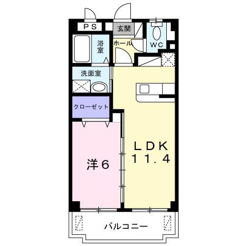 サニーカーサ(1LDK/4階)の間取り写真