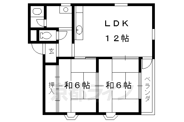 コンフォート稲荷(2LDK/2階)の間取り写真