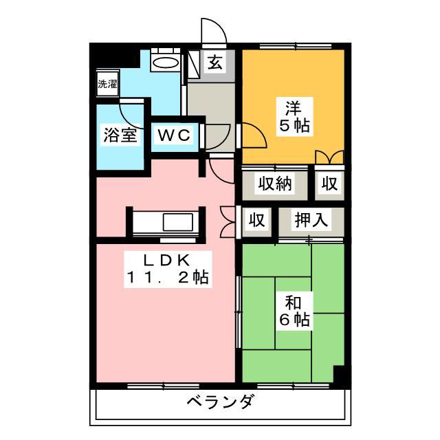 エスポワール和泉(2LDK/2階)の間取り写真