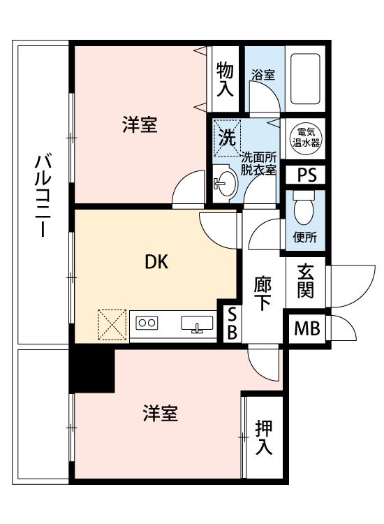 ライオンズマンション日本橋(2LDK/6階)の間取り写真