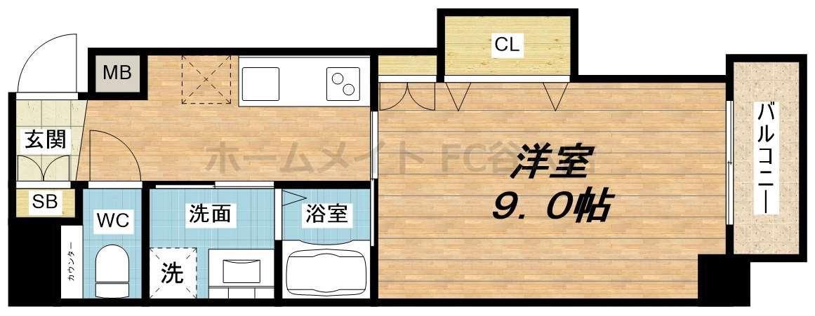 ラポルトヴィタ(1K/6階)の間取り写真