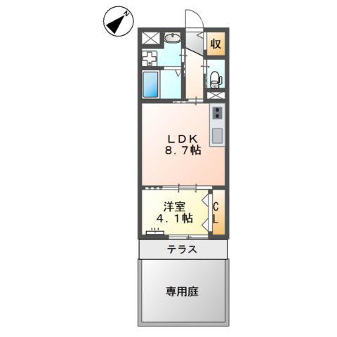 福岡市南区野間マンション(1LDK/1階)の間取り写真
