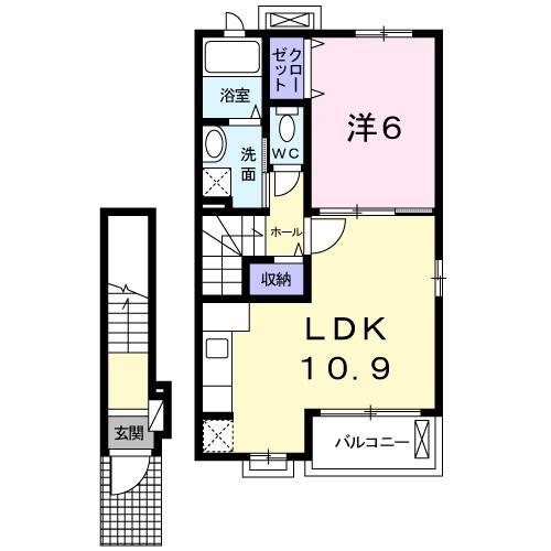 北斗七星(1LDK/2階)の間取り写真