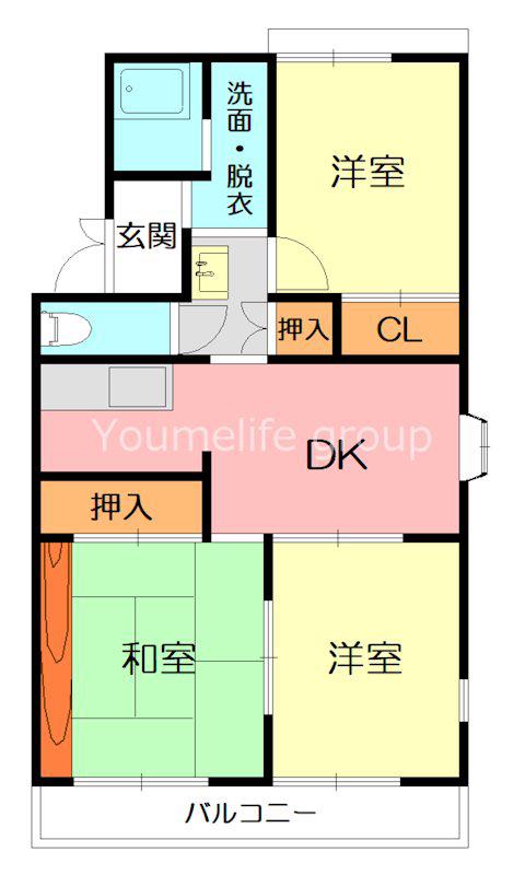 F.NEハイツ(3DK/3階)の間取り写真