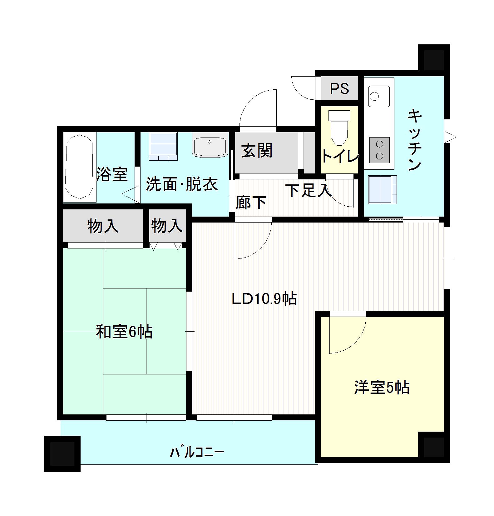ルイシャトレ大手前(2LDK/5階)の間取り写真