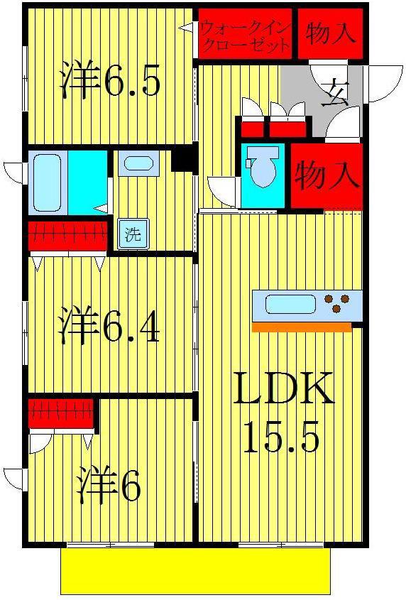 ロードヒル(3LDK/1階)の間取り写真