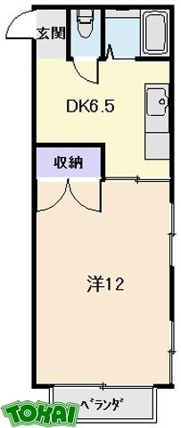 プチマンションウエストアーク(1DK/2階)の間取り写真